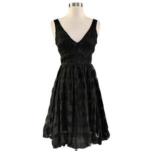 TRACY REESE Fit and Flare Black Cocktail Dress Bubble Skirt Retro Party V-Neck 0